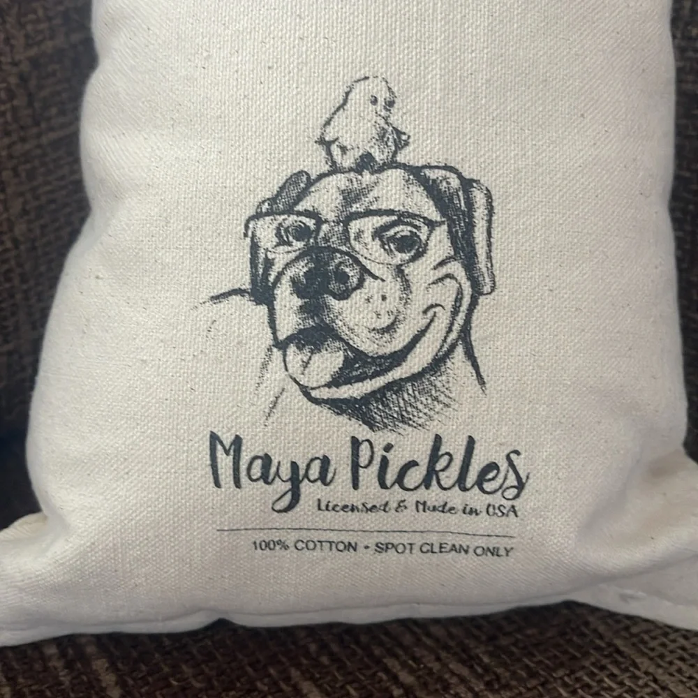 Maya Pickles Bunny Sketched Pillow (8x15) Cream Made in USA Sunroom Bench Child